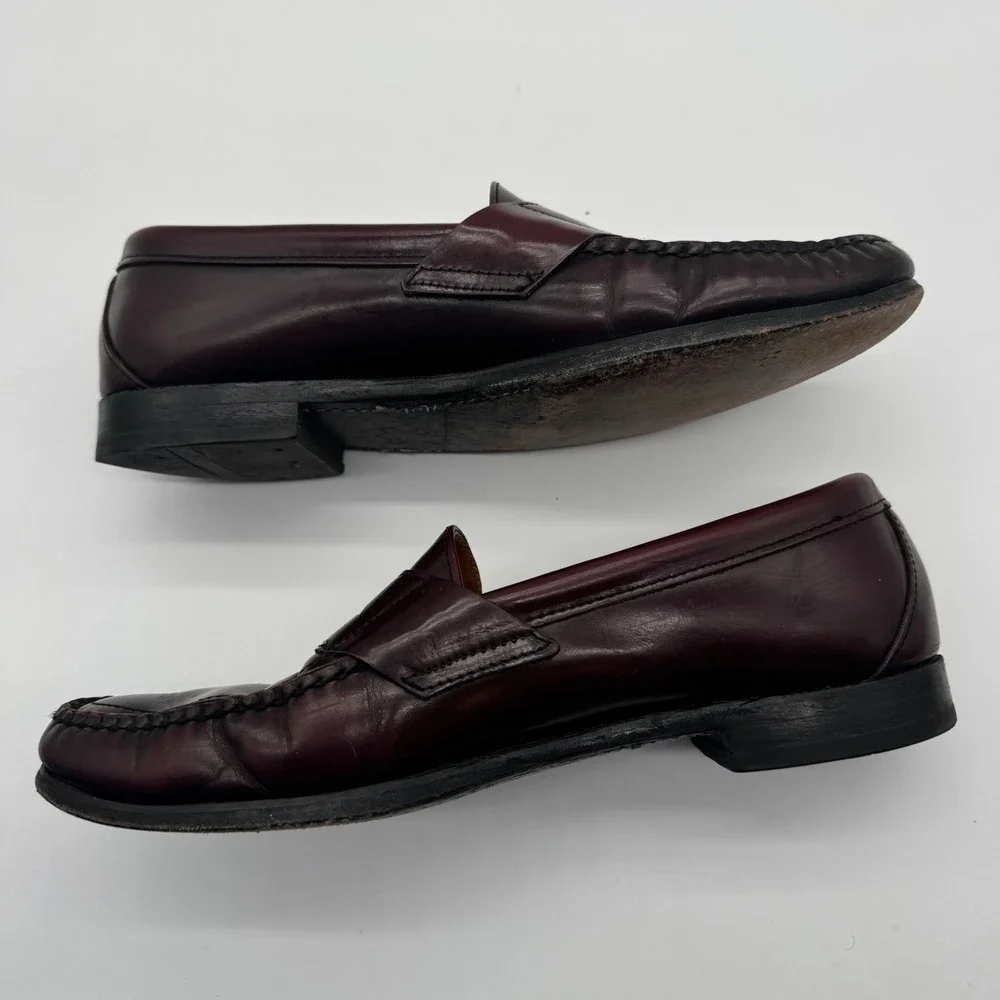 Classic Burgundy Leather Penny Loafers Men's Dress Shoes Size‎ 11 B